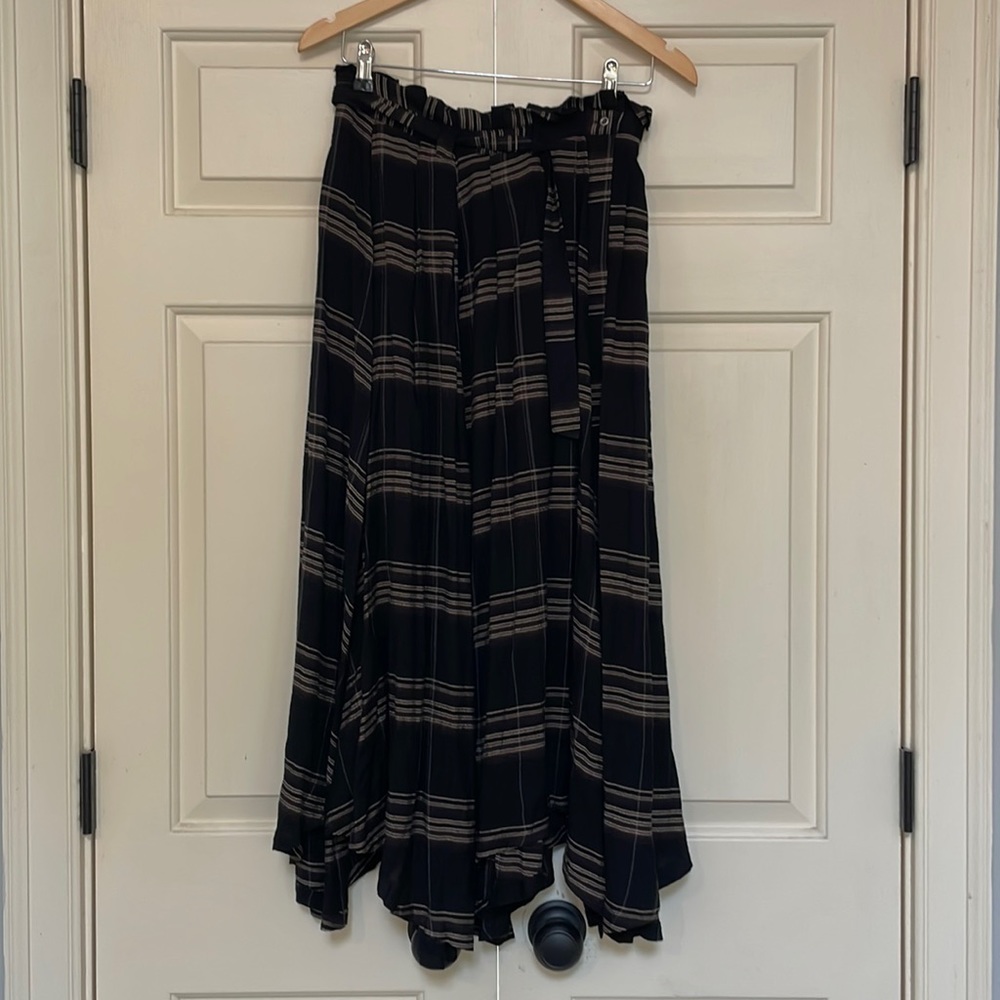 Free People Black and Tan Plaid Maxi Skirt